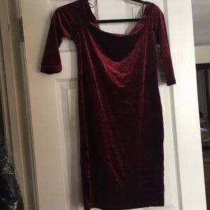 F21 velvet off the shoulder dress